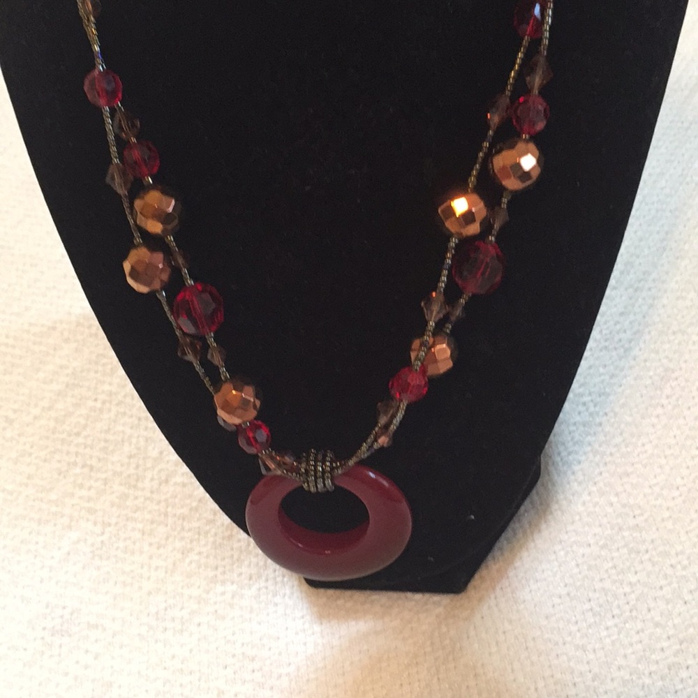 Vintage Lia Sophia 1980’s red stone pendant🌷🌷🌷 - Picture 1 of 2